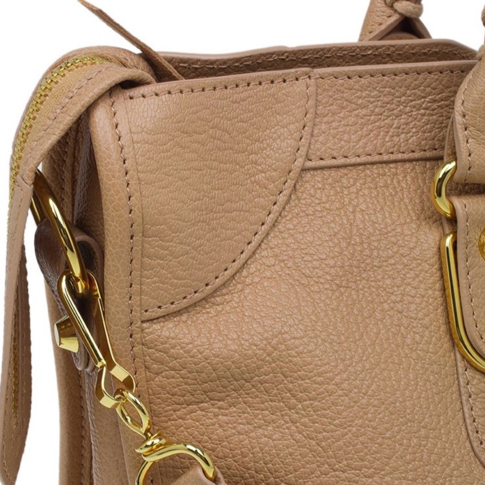 Auth Balenciaga City Bag medium Metallic edge Beige Chèvre Gold strap Mirror - Picture 4 of 12